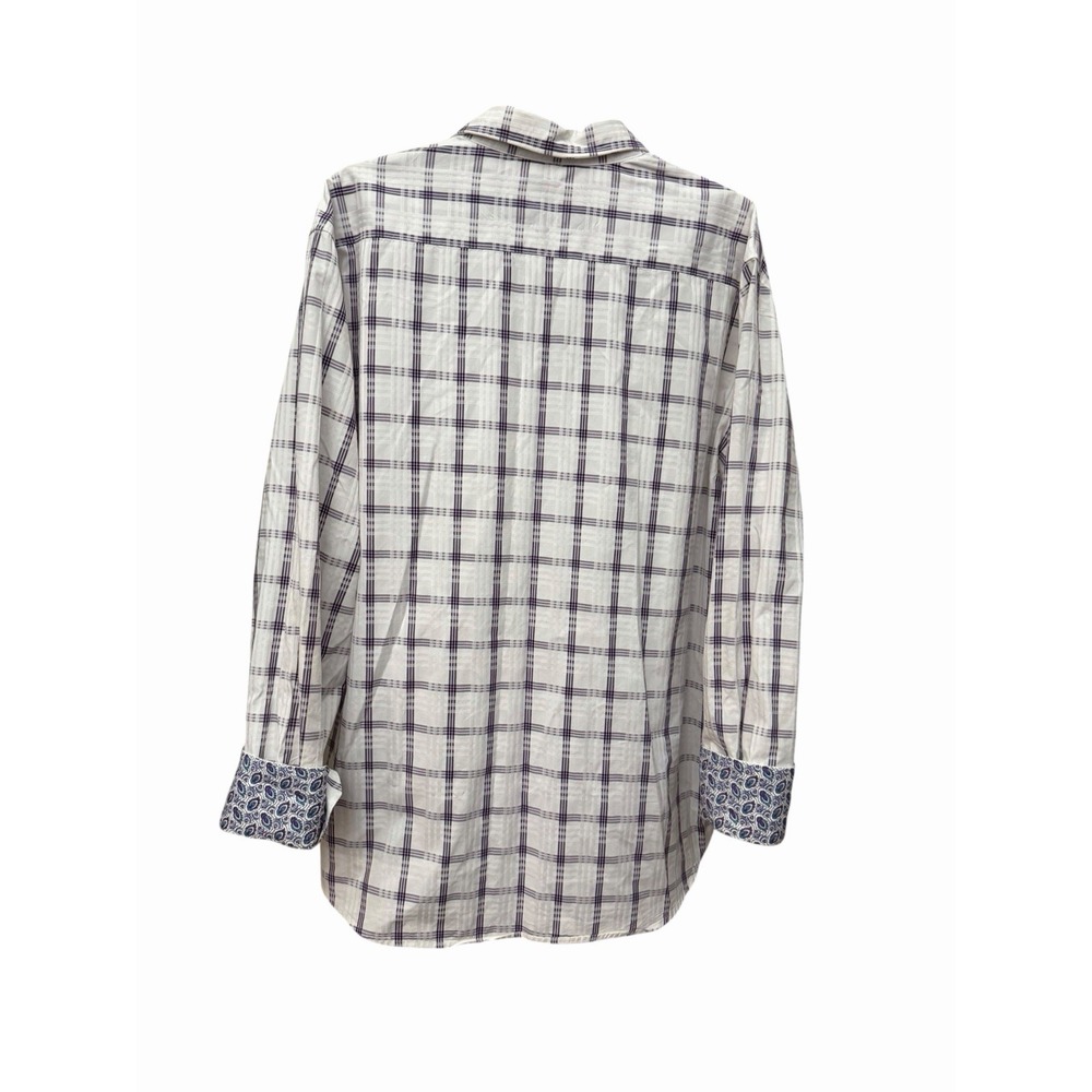 Robert Graham Shirt 3XL Mens Purple Plaid Check Paisley Long Sleeve #FF8-3 - Picture 9 of 10